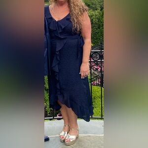 Blue Asymmetrical Ruffled High Low Sundress